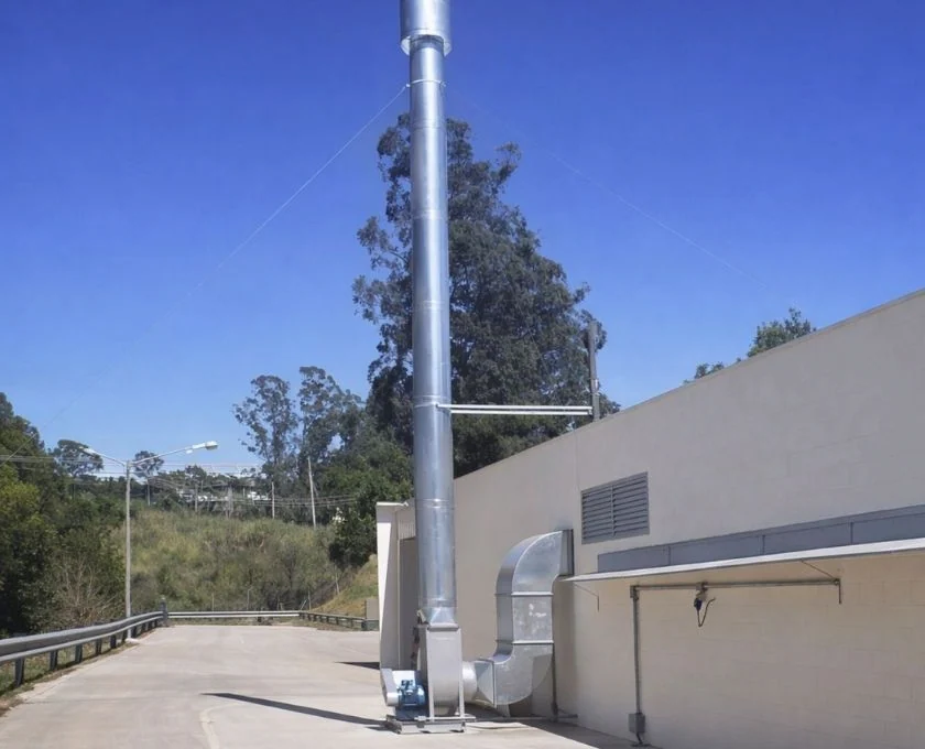 Coifa industrial sob medida fabricada pela Art Coifas para galpão industrial